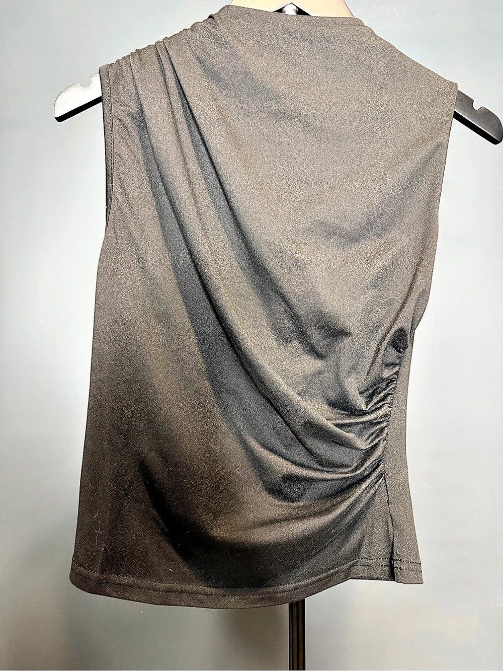 Black Ruched Jersey Top Tank Top